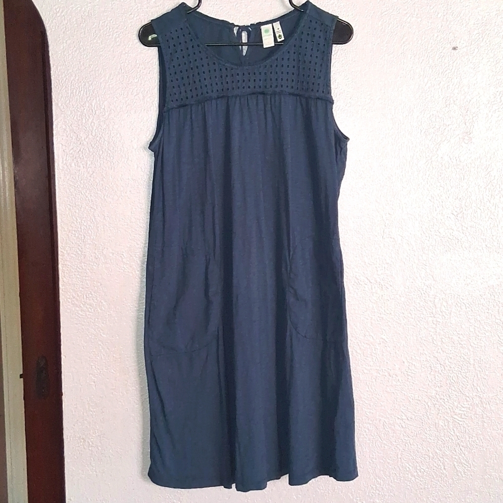 Aventura Seychelles Dress with pockets organic cotton Mini Navy Blue Nautical L